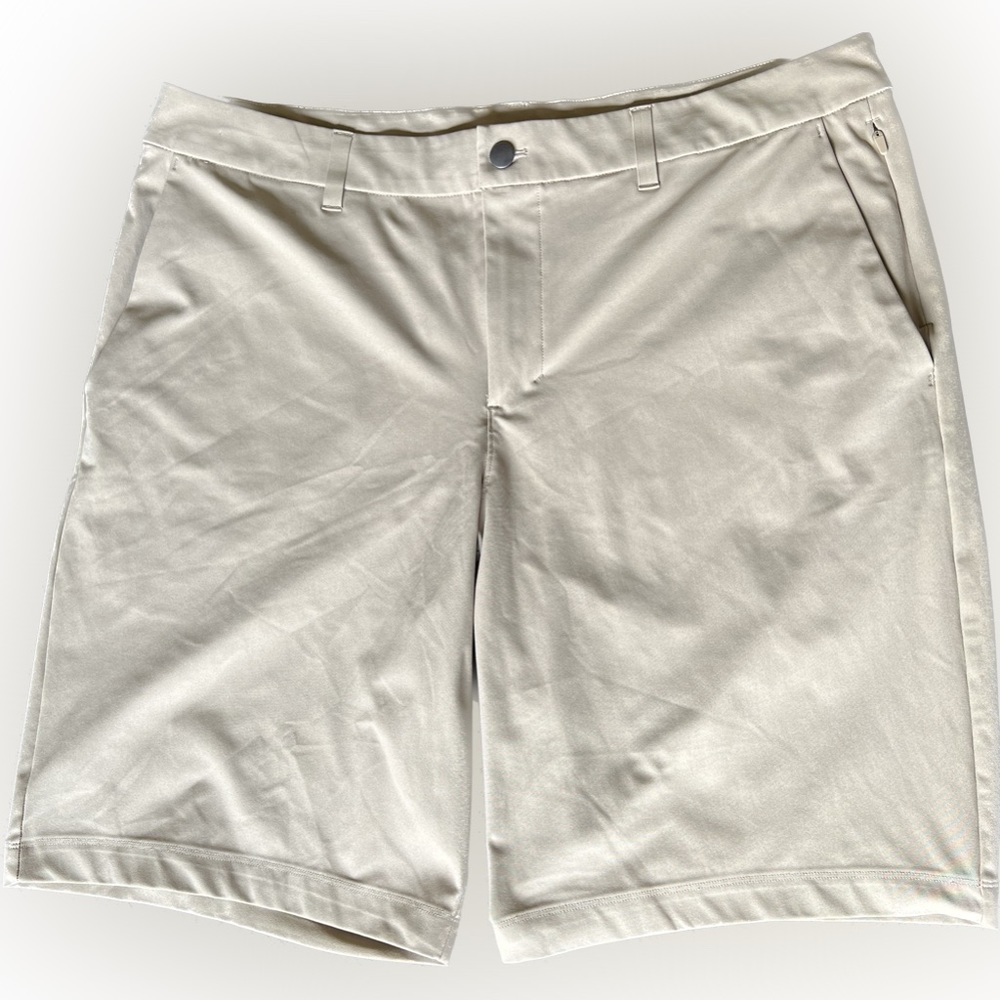 Mens Lululemon ABC Commission Stretch Chino Shorts Khaki Tan 38 10”